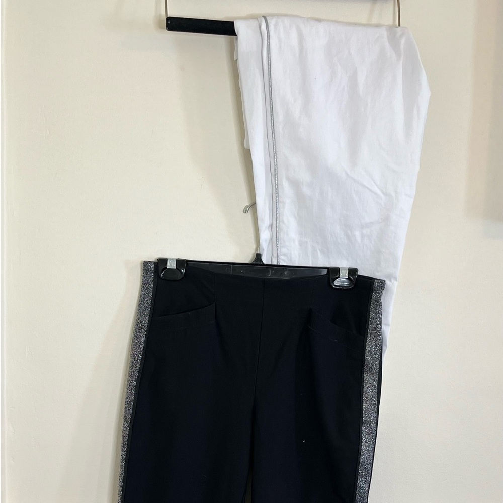Swing Control Black and White Bundle! Ankle Pant with Silver pinstripe size 6